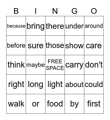 Sight Word Lists 9-10 Bingo Card