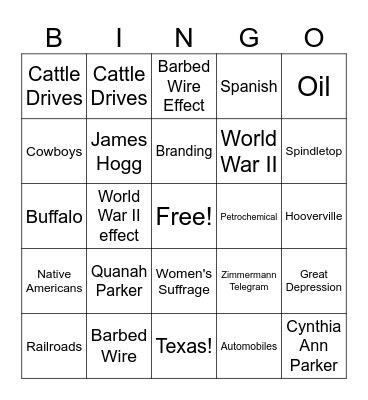 CBA #6 Bingo! Bingo Card