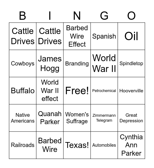 CBA #6 Bingo! Bingo Card