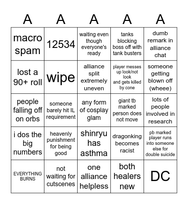 Windurst Farm Bingo Card
