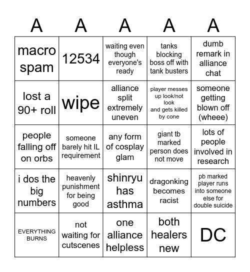 Windurst Farm Bingo Card