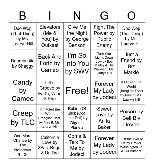 Smooth Bingo Card