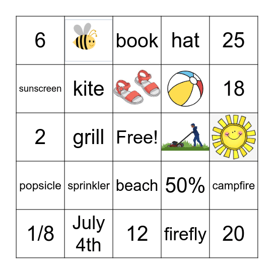 Summer Brain Teaser BINGO Card