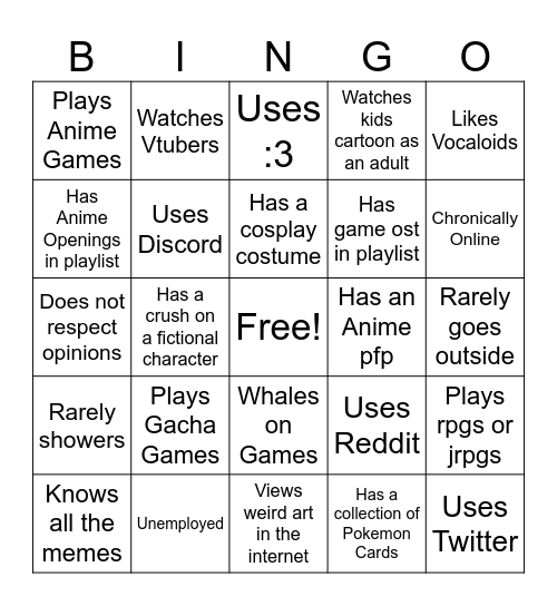 The Ultimate Nerd Bingo Card