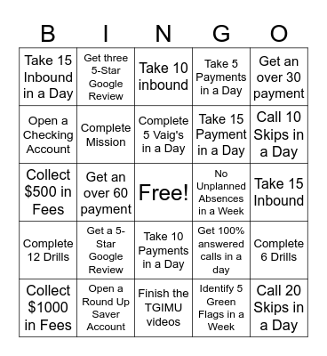 AQP Servicing Bingo Card
