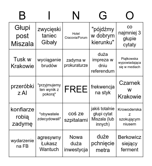 NOWE BINGO Card