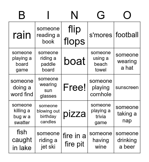 Ellie's Birthday Weekend Bingo Card