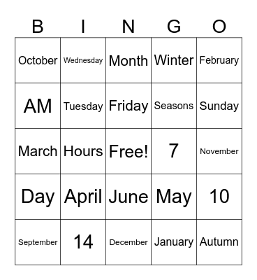 Measurement - Tile Bingo Card