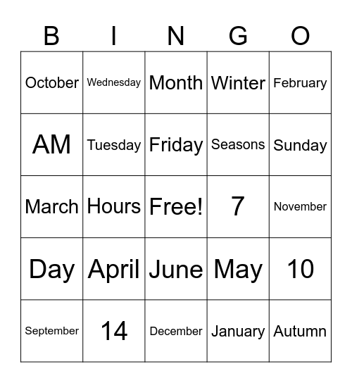 Measurement - Tile Bingo Card