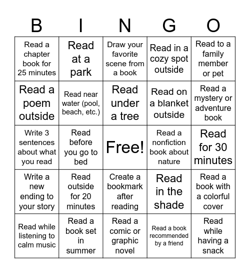 June Reading Bingo Card