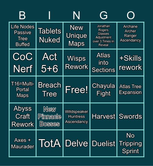 PoE 2 - 0.5 Bingo Card