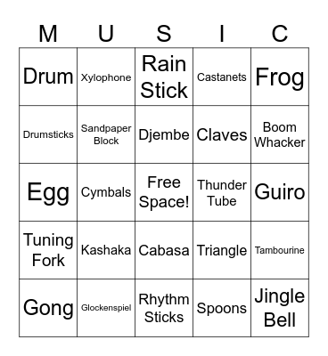Percussion Bingo 2 Bingo Card