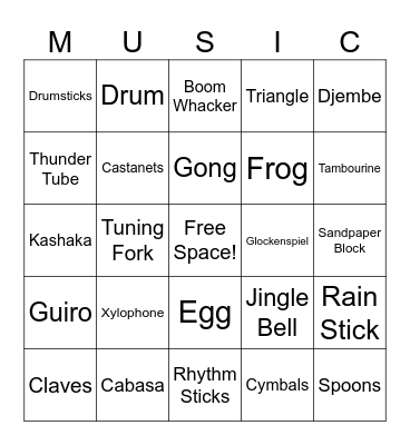 Percussion Bingo 3 Bingo Card