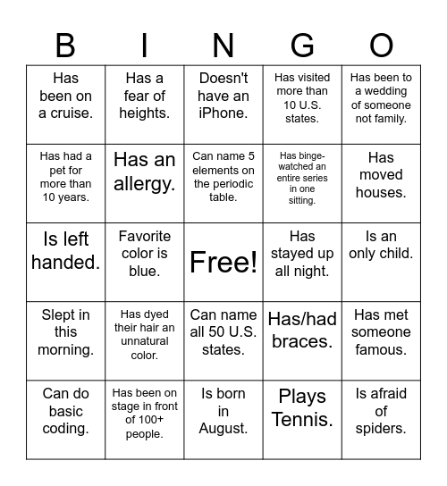 Bingo Card
