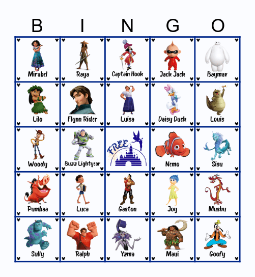 Disney A Bingo Card