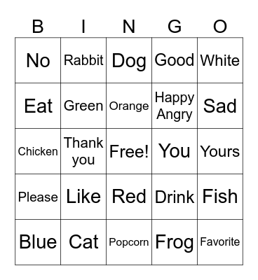 ASL Bingo Card
