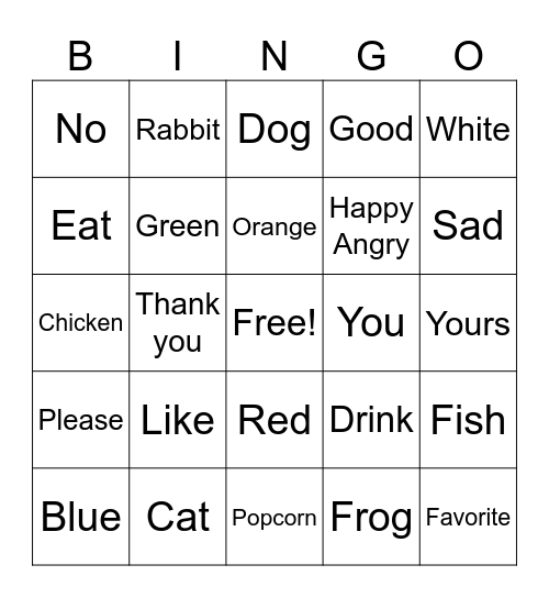 ASL Bingo Card