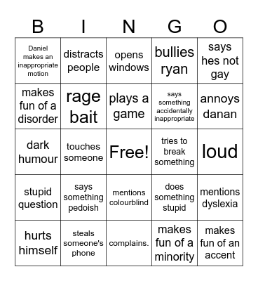 Daniel bingo Card