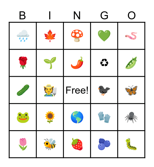 Garden Club Bingo Card