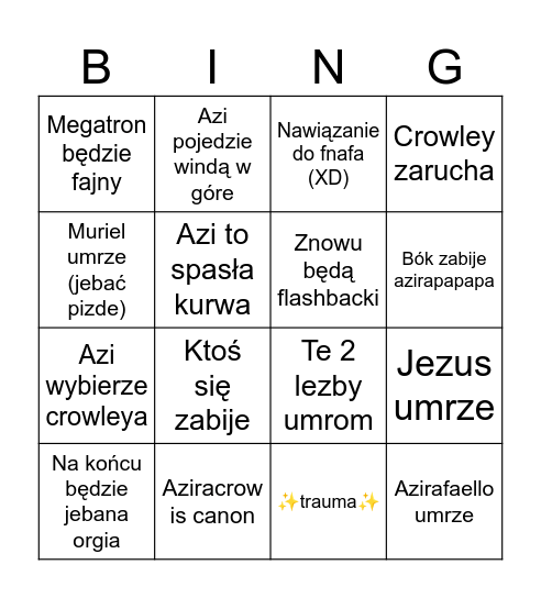 Dobry omen 3 bingo Card