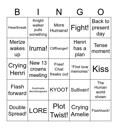Merize Dies Bingo! Bingo Card