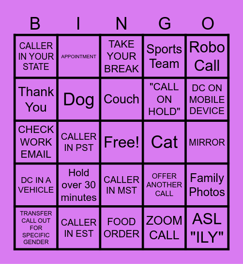 I SPY Bingo Card