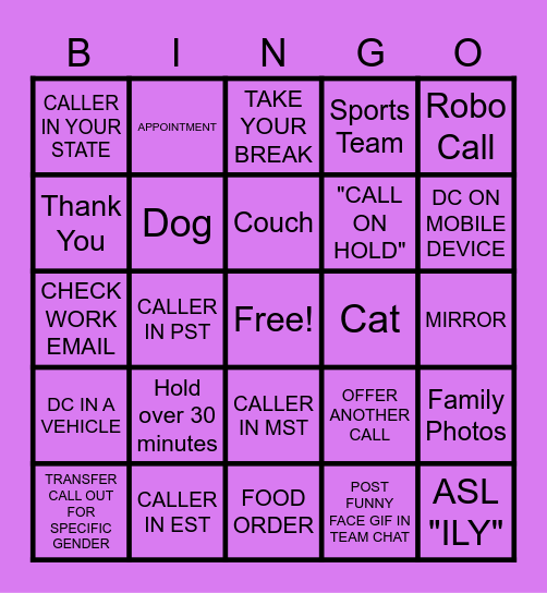 I SPY Bingo Card