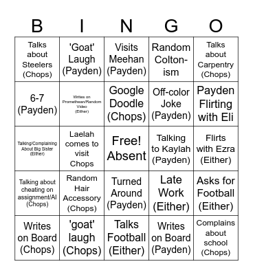 Chops/PaydenBingo Card