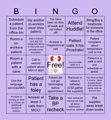Urology Nurse Week Bingo Card