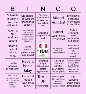 Urology Nurse Week Bingo Card