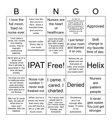 Nurses’ Week Bingo Card