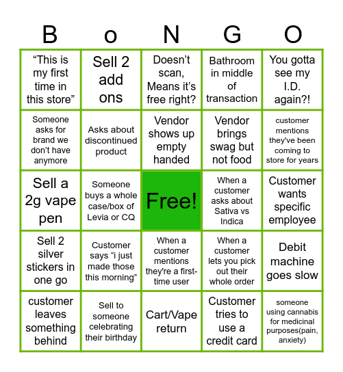 Bongo Bingo Card