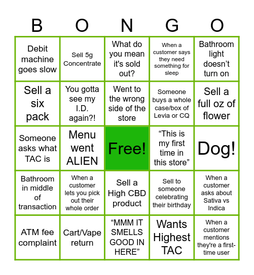 Bongo Bingo Card