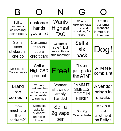 Bongo Bingo Card