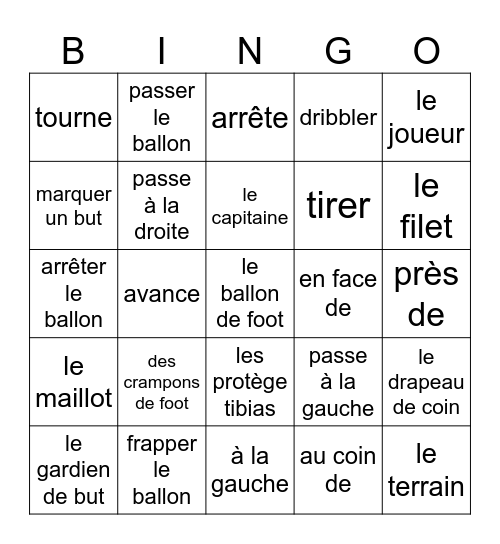 La Coupe du Monde Bingo Card
