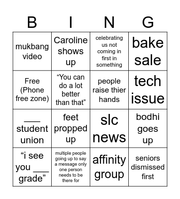 town hall Bingo Card