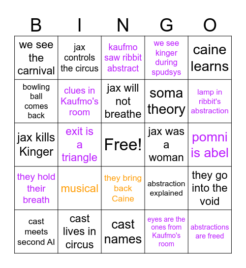 TADC Bingo Card