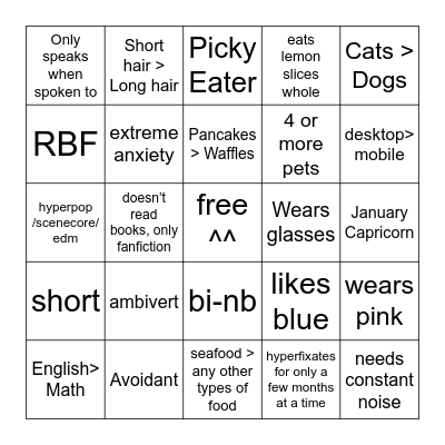 Ezra Bingo Card