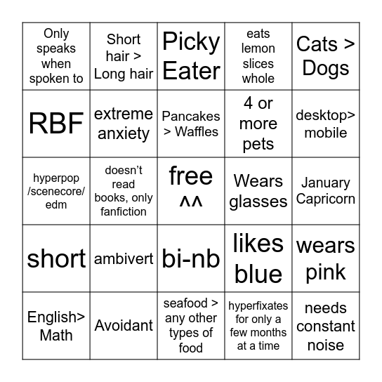 Ezra Bingo Card