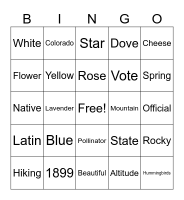 Columbine Bingo Card