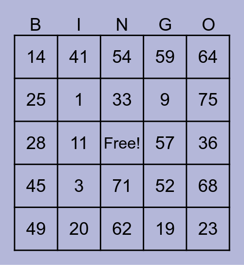 Bingo-Nachmittag Bingo Card