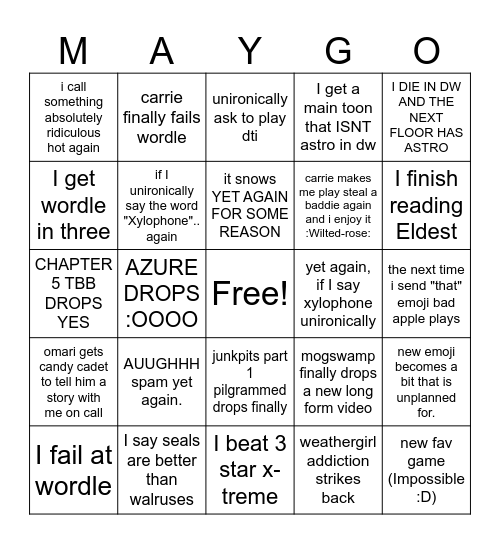 May Bingo Card