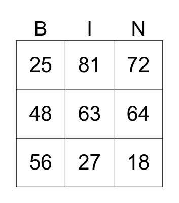 MULTIPLICATION Bingo Card