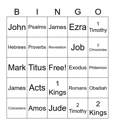 Bible Bingo Card