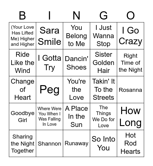 Yacht Rock Bingo #1 𖠳 Bingo Card