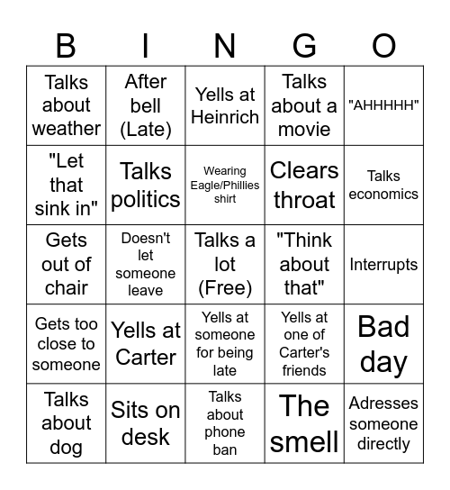 Lingo Bingo Card