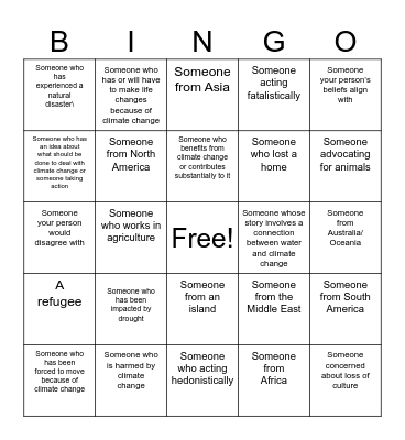 Climate Change Bingo Card
