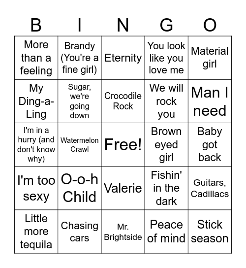 Hosts CHOICE Bingo Card