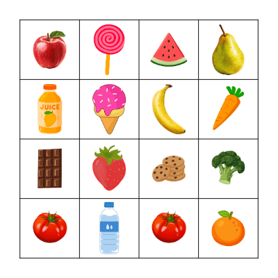 Food Bingo Card
