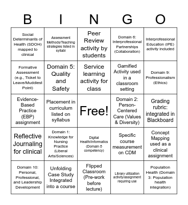 Curriculum Bonanza Bingo Card